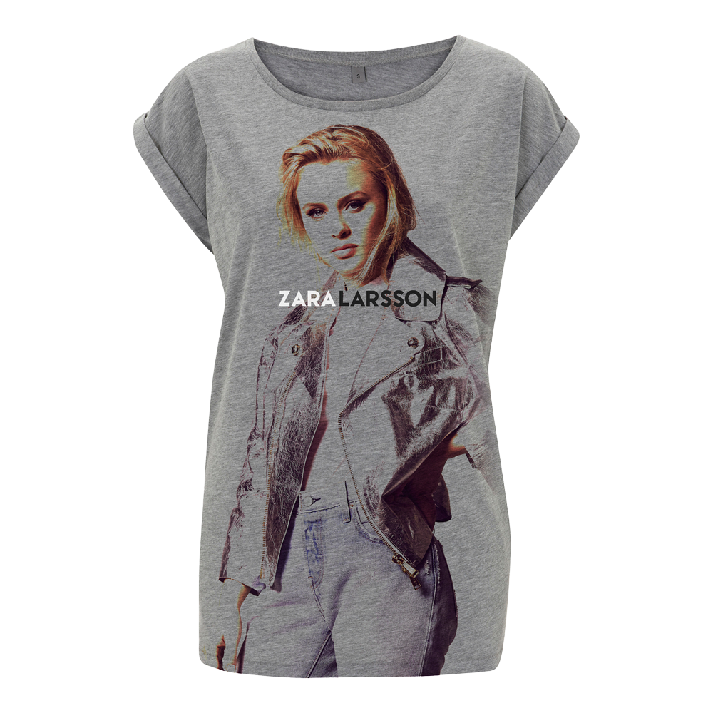 Jumbo Photo Ladies Roll Sleeve Grey Tee