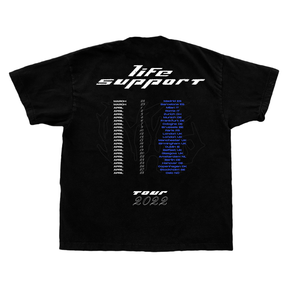 Life Support Tour EU White Rabbit Black Tee